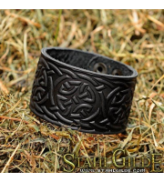  Leather Bracelet Cuff Wristband  Celtic Knotwork  Vikings Nordic Talisman Amulet  Carving Leather 